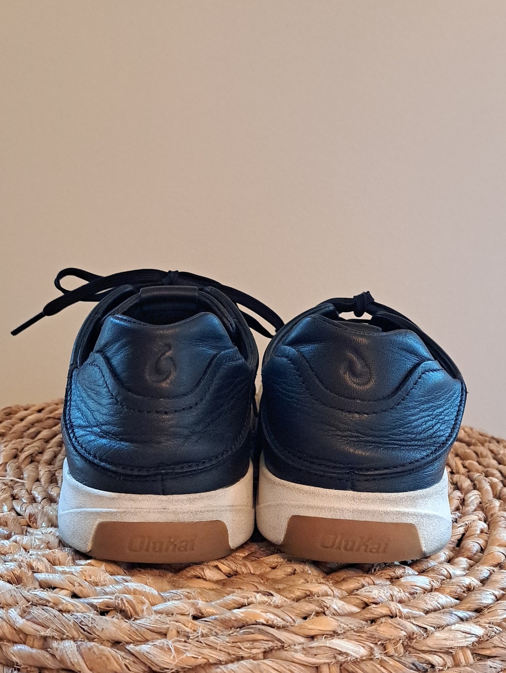 Olukai Mens Lae'Ahi Li 'Ili Athleisure/Casual Onyx Black Leather Low Sneakers 11 - Picture 5 of 9